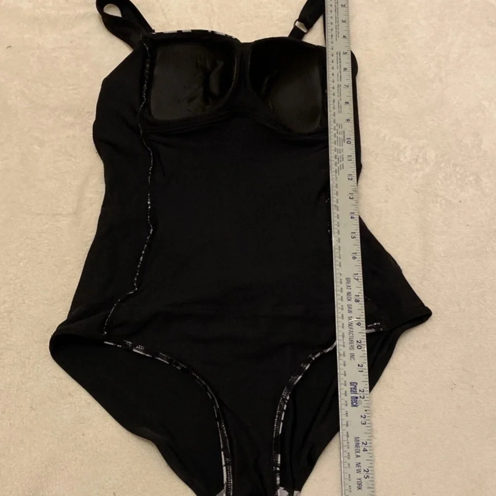 Elegant Black and White and Gray Floral Women's One-Piece Swimsuit